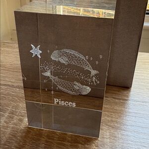 Pisces Crystal Block with Fish Design
